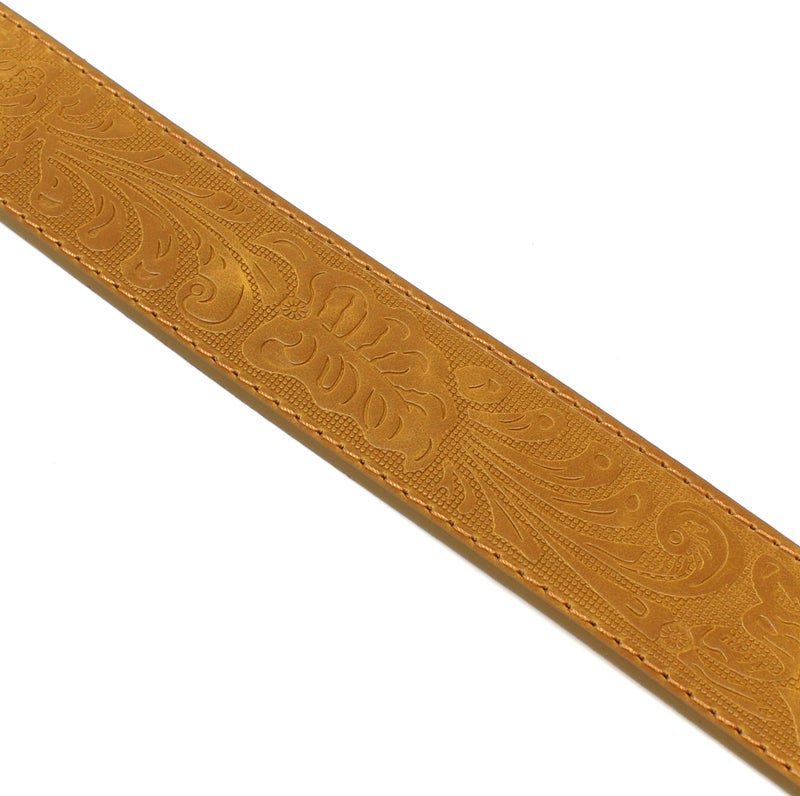 BC Belts Western Leather Belt Strap - 1.5â€ Wide Embossed Scrollwork for Men & Women Cowboy/Cowgirl (Tan-L) - Image 5